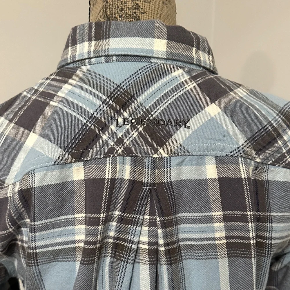 Legendary Whitetails Open Spaces Blue and Gray Plaid flannel Shirt Dress Small - Picture 3 of 10